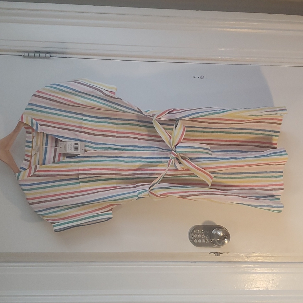 Boden Rainbow Shirtdress w Pockets